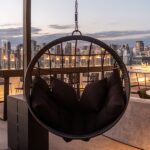 Balanço Trancoso Preto Com Assento Sarja Preta