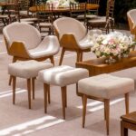 Pufe Linho Bege com Puxador