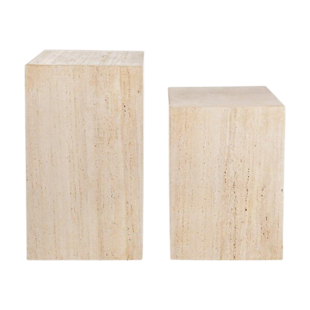 Base Cubo Mármore Travertino Bege