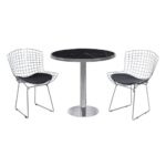 Bistrô Dubai Baixo Prata com Tampo Mármore Preto