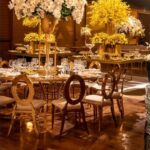 Cadeira Dubai Ouro com Assento Veludo Bege