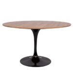 Mesa Saarinen Jantar Preta com Tampo Madeira