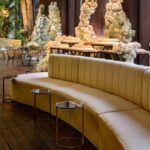 Mesa Ana Eliza Dourada com Tampo Vidro