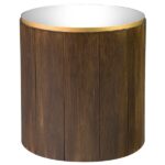 Mesa Cilíndrica Madeira Ripada com Tampo Madeira