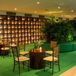 Mesa Cilíndrica Madeira Ripada com Tampo Madeira