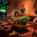 Mesa de Centro Tampo Espelho Bronze com Moldura Ferro Envelhecido