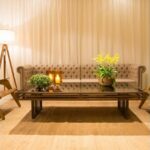 Mesa de Centro Tampo Espelho Bronze com Moldura Ferro Envelhecido