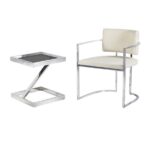 Mesa Chapelle Lateral Prata com Vidro Fumê