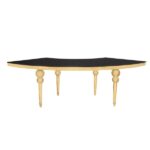Mesa Dubai 1/4 Dourada com Vidro Preto