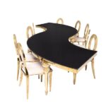 Mesa Dubai 1/4 Dourada com Vidro Preto