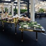 Mesa Dubai 1/4 Dourada com Vidro Preto