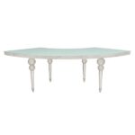 Mesa Dubai 1/4 Prata com Vidro Branco