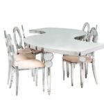 Mesa Dubai 1/4 Prata com Vidro Branco