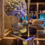 Mesa Dubai 1/4 Prata com Vidro Preto