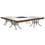 Mesa Pinus com Tampo Espelho Bronze e Base Aresta