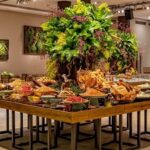 Mesa Pinus com Tampo Espelho Bronze e Base Aresta