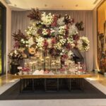 Mesa Pinus com Tampo Espelho Bronze e Base Aresta