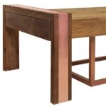 Tampo Madeira de Demolição com Acabamento Cobre e Base Cubo Cobre