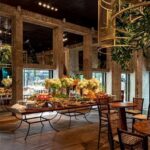 Tampo Quadrado Madeira Ripado com Base Quadrada Ferro