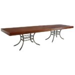 Tampo Retangular Madeira Natural com Base Bambu Ferro