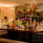 Tampo Madeira Natural com Base Bambu Ferro com Vão Central