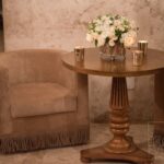 Poltrona Pat Capa Veludo Andorra Bege com Franjas