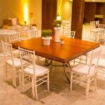 Tampo Quadrado Madeira com Base Bambu Ferro Cinza