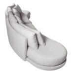 Sofá Milão Curvo Linho Cinza Mesclado