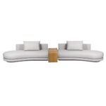 Sofá Milão Curvo Linho Cinza Mesclado