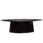 Mesa Design Oval com Base Preta e Tampo Carvalho Americano Preto