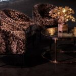 Mesa Dubai Centro Ouro com Tampo Mármore Preto - Pequena