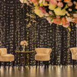 Bistrô Baixo Base Bambu Ferro Cinza com Tampo Espelho Friso Dourado