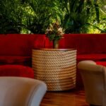 Mesa Cilíndrica Corda com Tampo Espelho