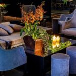 Pufe Tamborete Capa Veludo Andorra Cinza