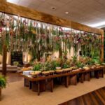 Tampo Retangular Madeira Natural com Base Bali