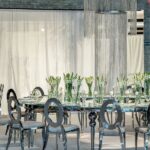 Mesa Dubai 1/4 Prata com Vidro Branco