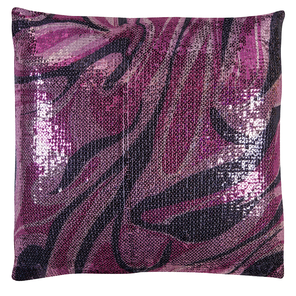 Almofada Paetê Arabesco Rosa e Azul