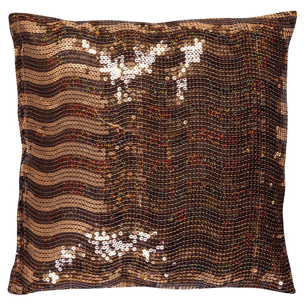 Almofada Paetê Marrom com Dourado