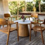 Mesa Cone Madeira com Tampo Fórmica Cinza