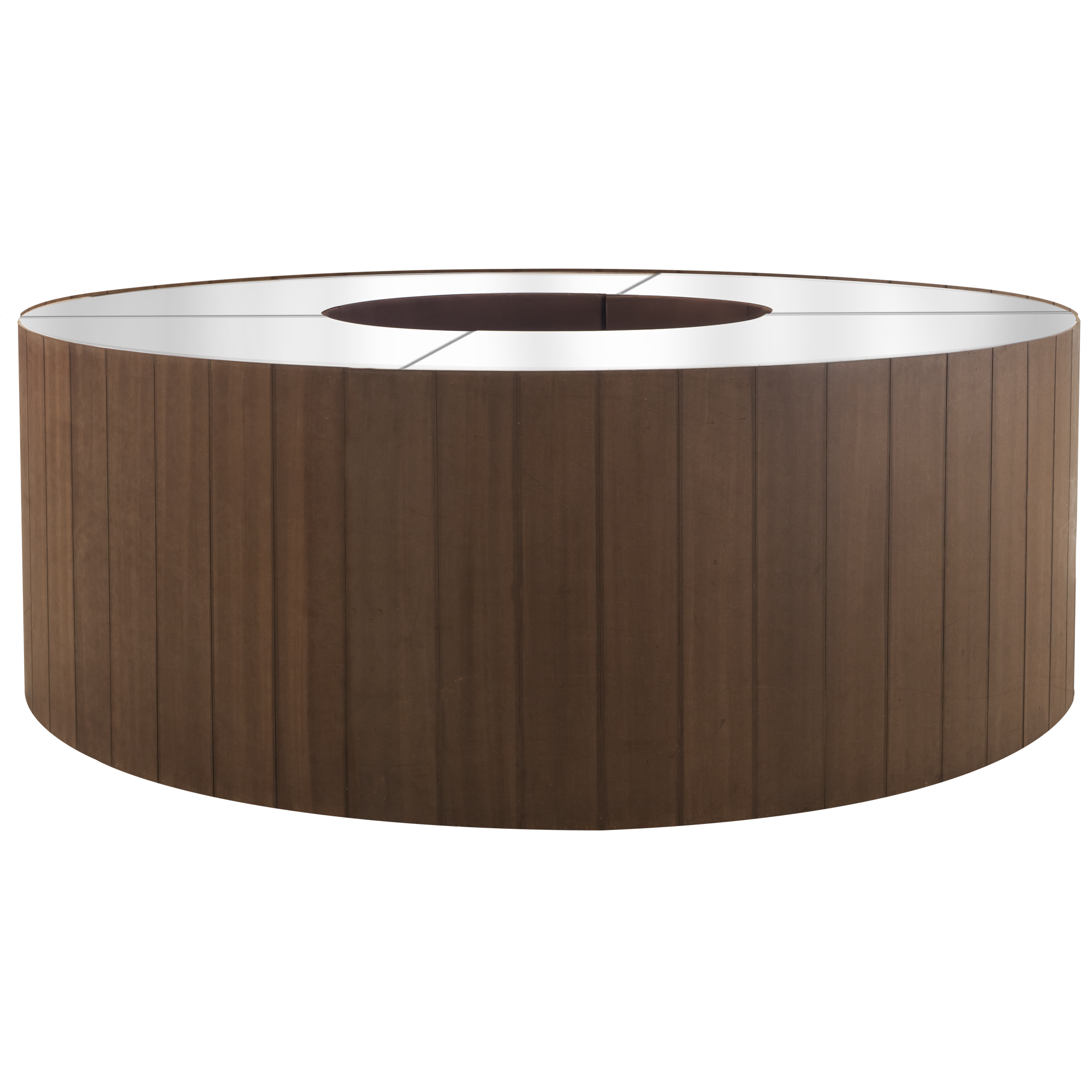 Balcão/Bar Madeira Ripada Redondo com Tampo Espelho