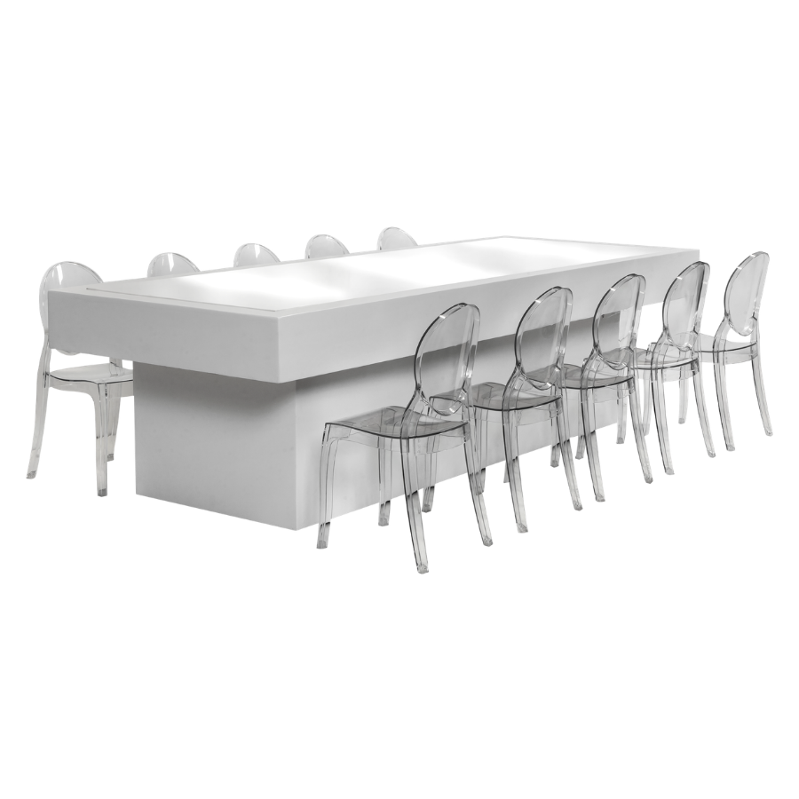 Mesa Balcão Baixa com Cadeira Mini Ghost (10 lugares)