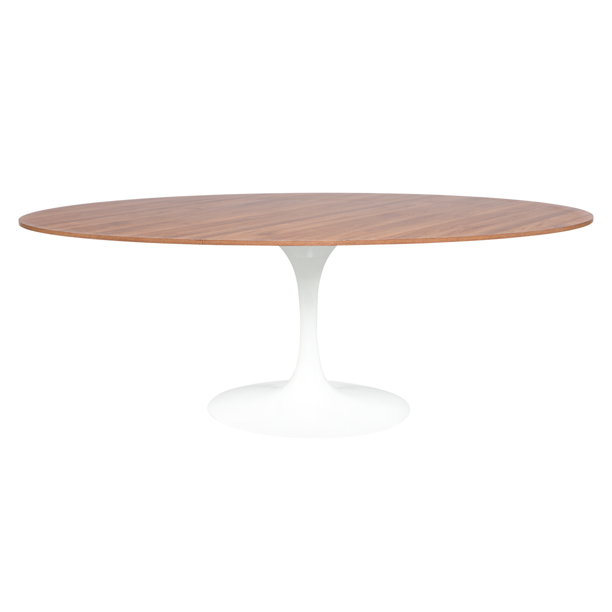 Mesa Saarinen Jantar Oval Branca com Tampo Madeira