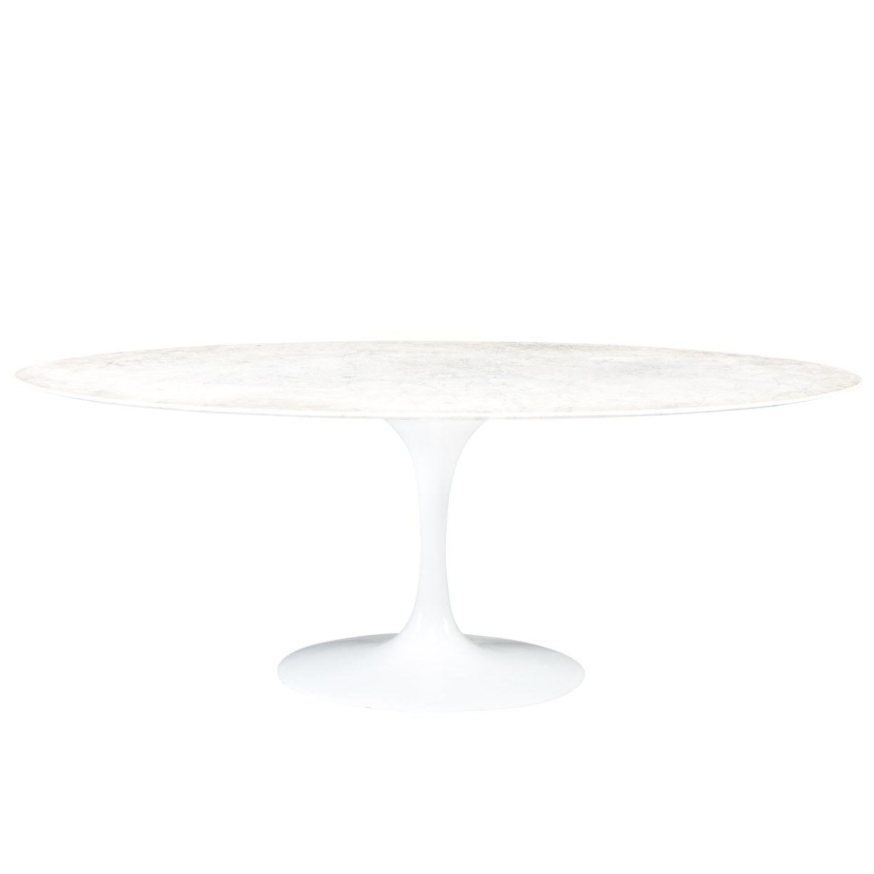 Mesa Saarinen Jantar Oval Branca com Tampo Mármore Branco
