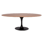 Mesa Saarinen Centro Oval Preta com Tampo Madeira