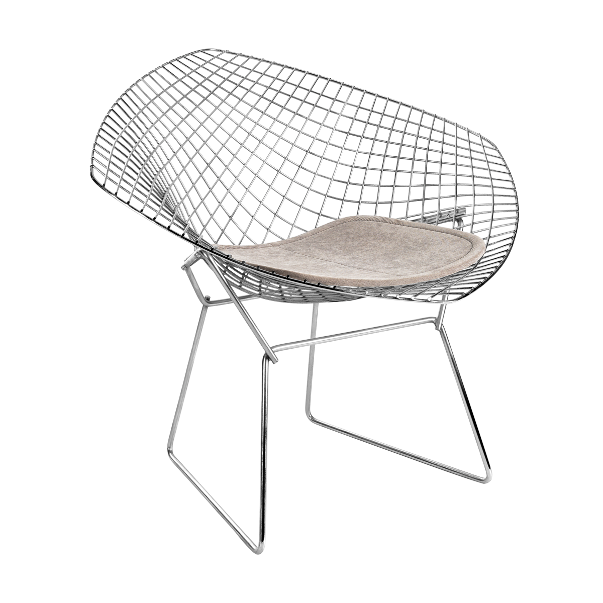 Poltrona Bertoia Diamante com Assento Veludo Andorra Cinza