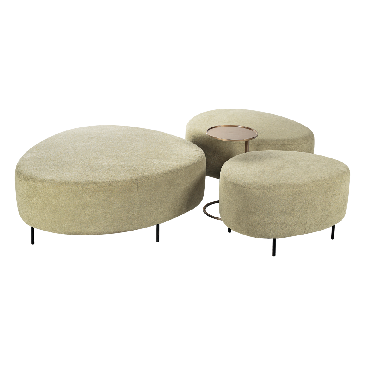 Pufe Otto Bouclê Verde Oliva - Conjunto