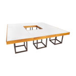 Mesa Pinus com Tampo Espelho Bronze e Base Aresta