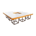 Mesa Pinus com Tampo Espelho Bronze e Base Aresta