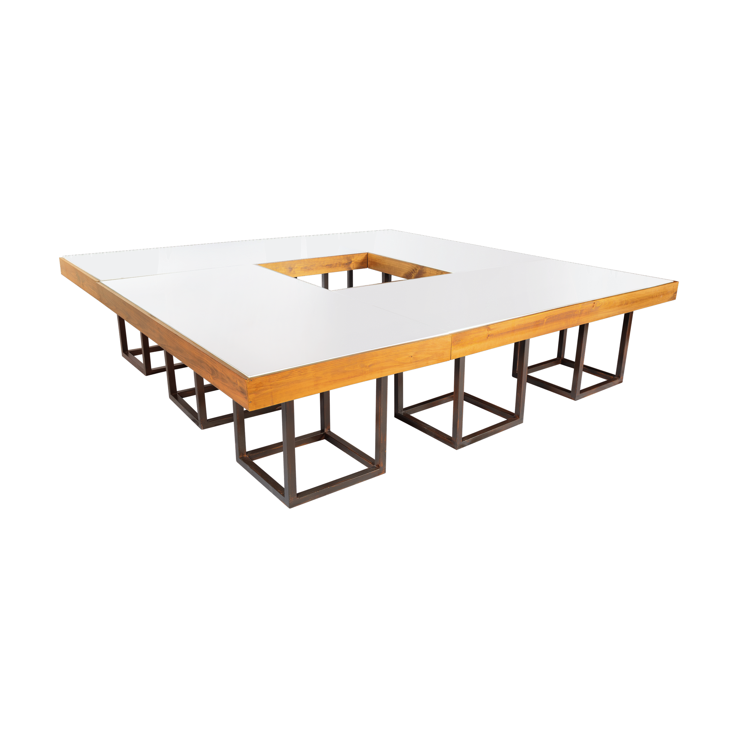 Mesa Pinus com Tampo Espelho Bronze e Base Aresta
