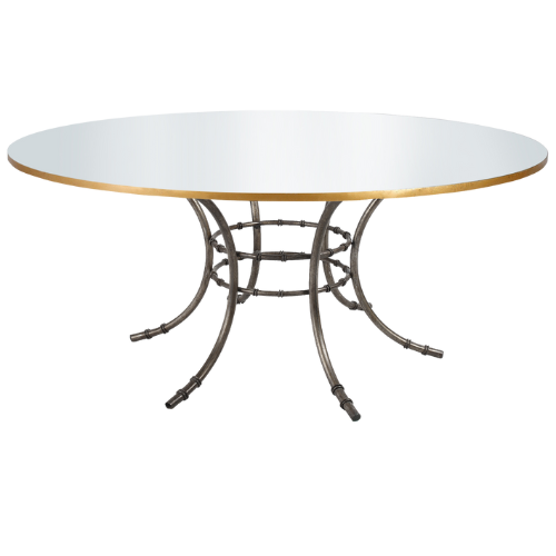 Tampo Espelho Friso Dourado com Base Bambu Ferro Cinza